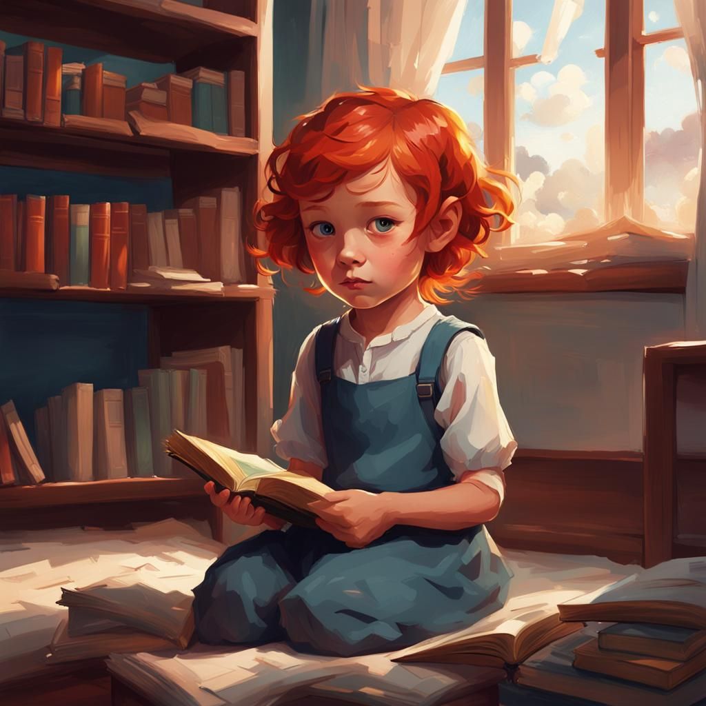 Little Girl Reading: Hyperdetailed Artgerm-style Portrait