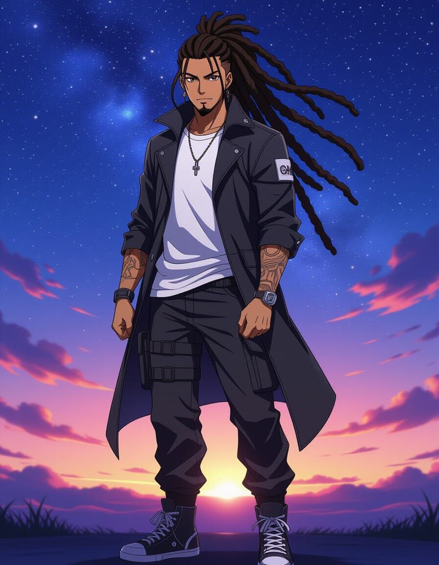 Sci-Fi Anime Warrior in Starfield Setting