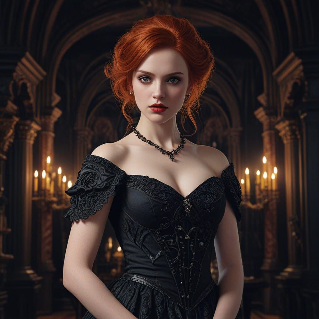 Victorian-Era Vampire Maiden in Mystical Darkness