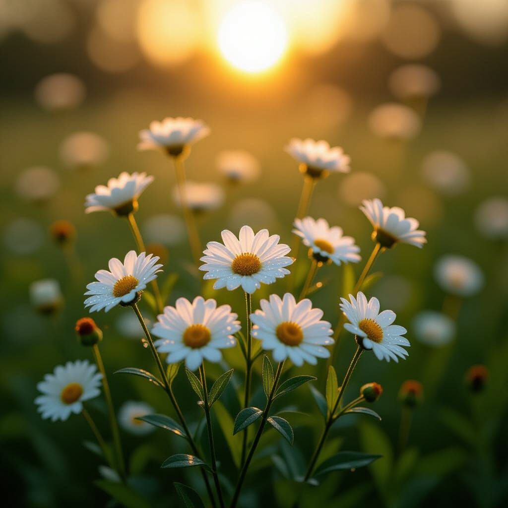 Hyperrealistic Wildflower Bouquet in Sun-Dappled Forest