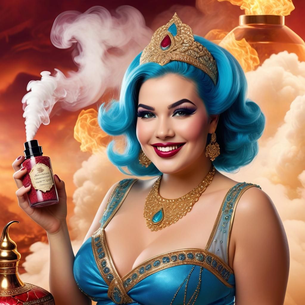 Beautiful Genie Emerges From Magnificent Bottle