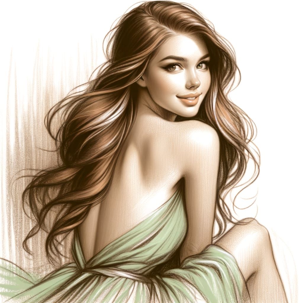 Norse Goddess of Medicine in Dichromatic Charcoal Sketch