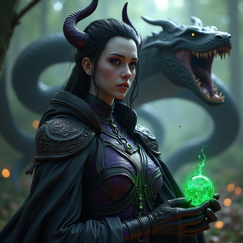 Mystical Warlock Dhampir with Shadow Snake