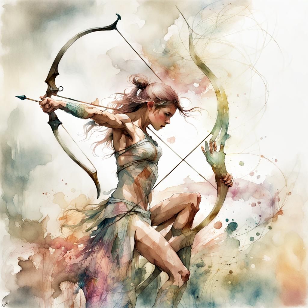 Centaur Archer Digital Watercolor Illustration