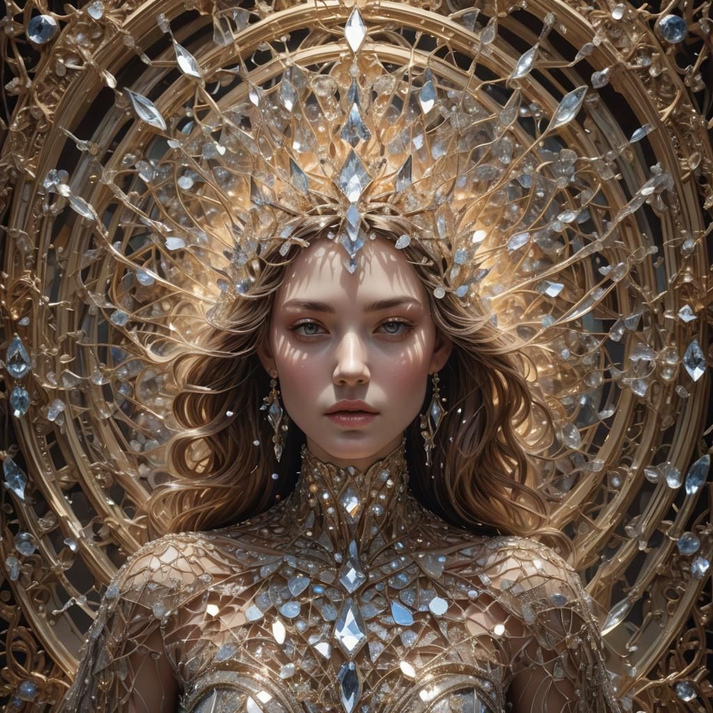Crystalline Portrait in Art Nouveau Style