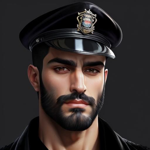 Handsome Hunk in Velvet and Leather, Impressionist Portrait