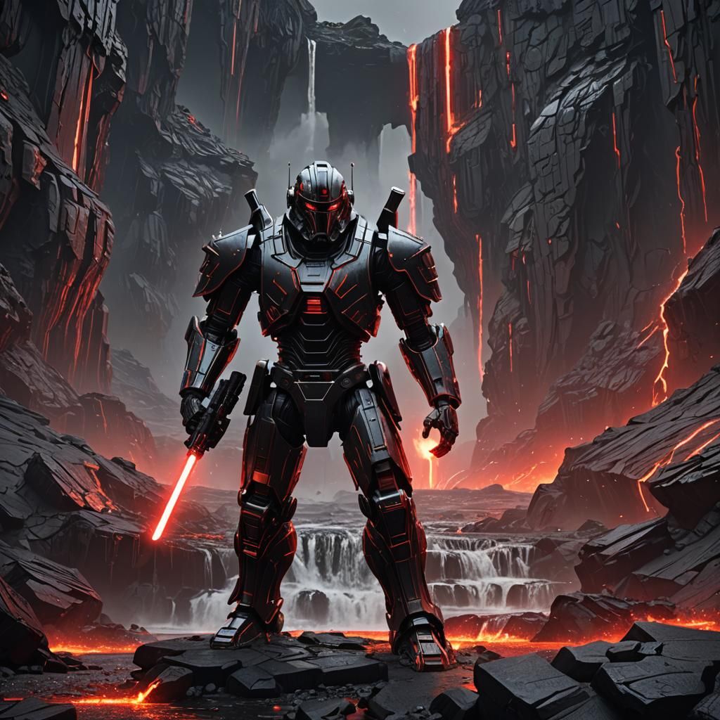 Gritty Sith Warrior in Lava Landscape
