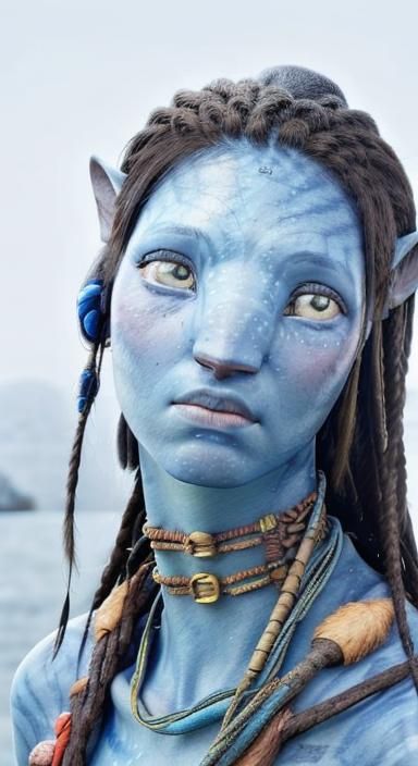 <lora:Navi Avatar:1.0> female Navi, blue skin