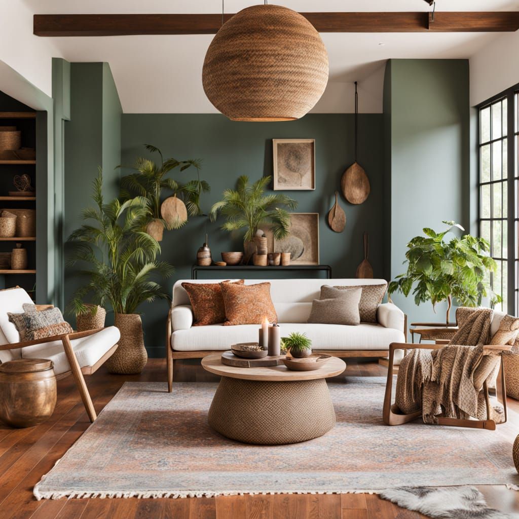 Bohemian Oasis with Natural Light and Lush Greenery