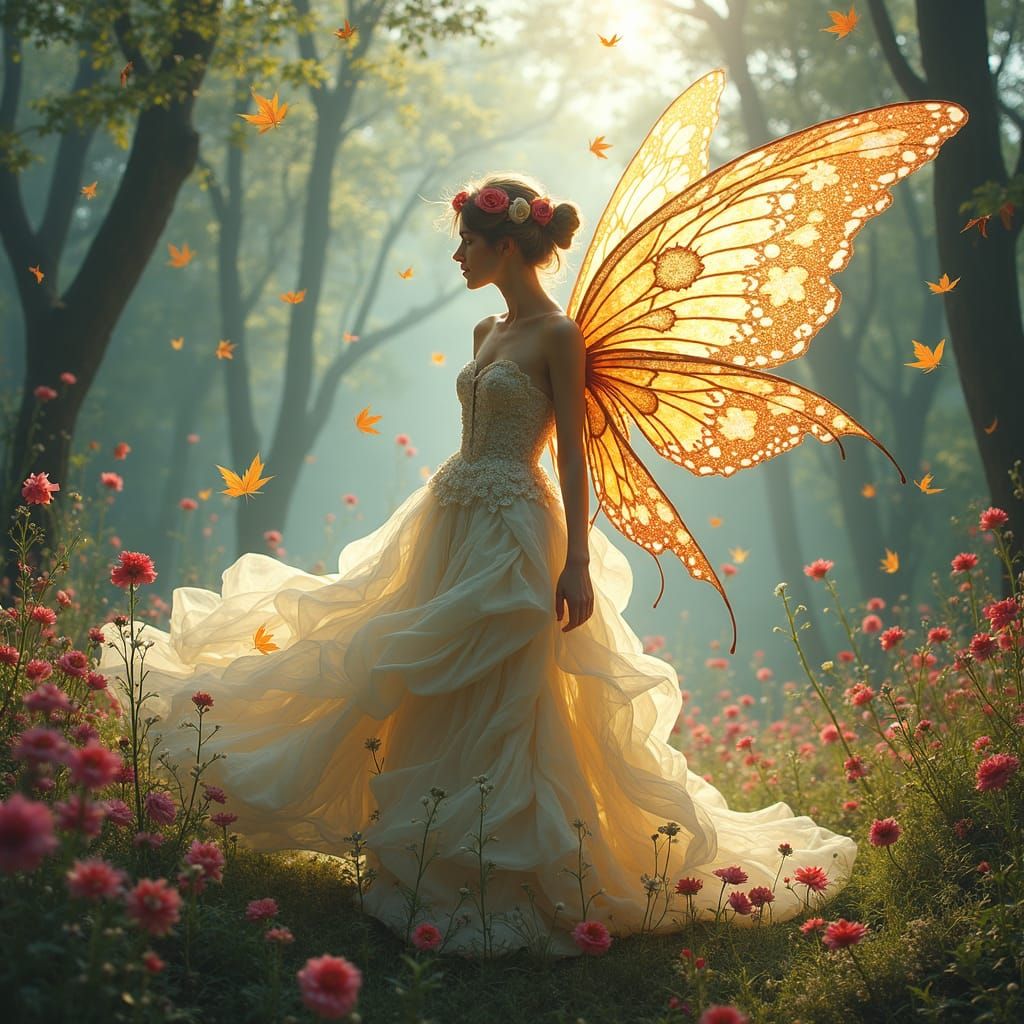 Ethereal Fairy in Fantasy Landscape, Double Exposure Art