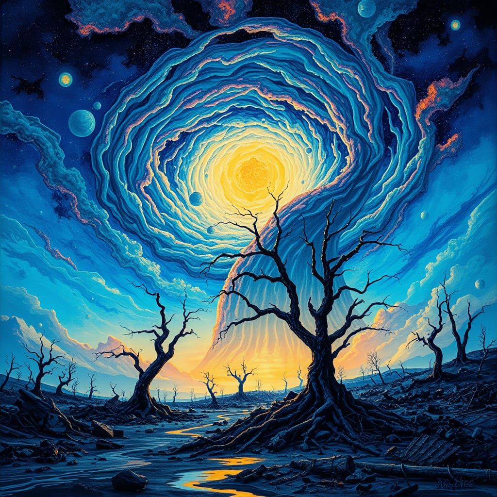 Cosmic Vortex Consumes Post-Apocalyptic Planet in Vibrant, H...