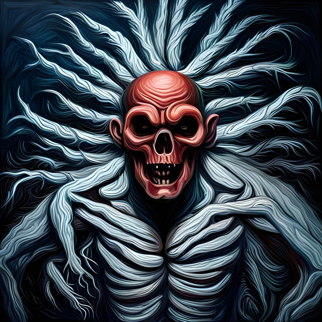 Menacing Impasto Painting of Predatory Darkness