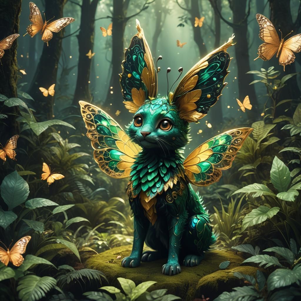 Adorable Animal in Enchanted Forest, Digital Art