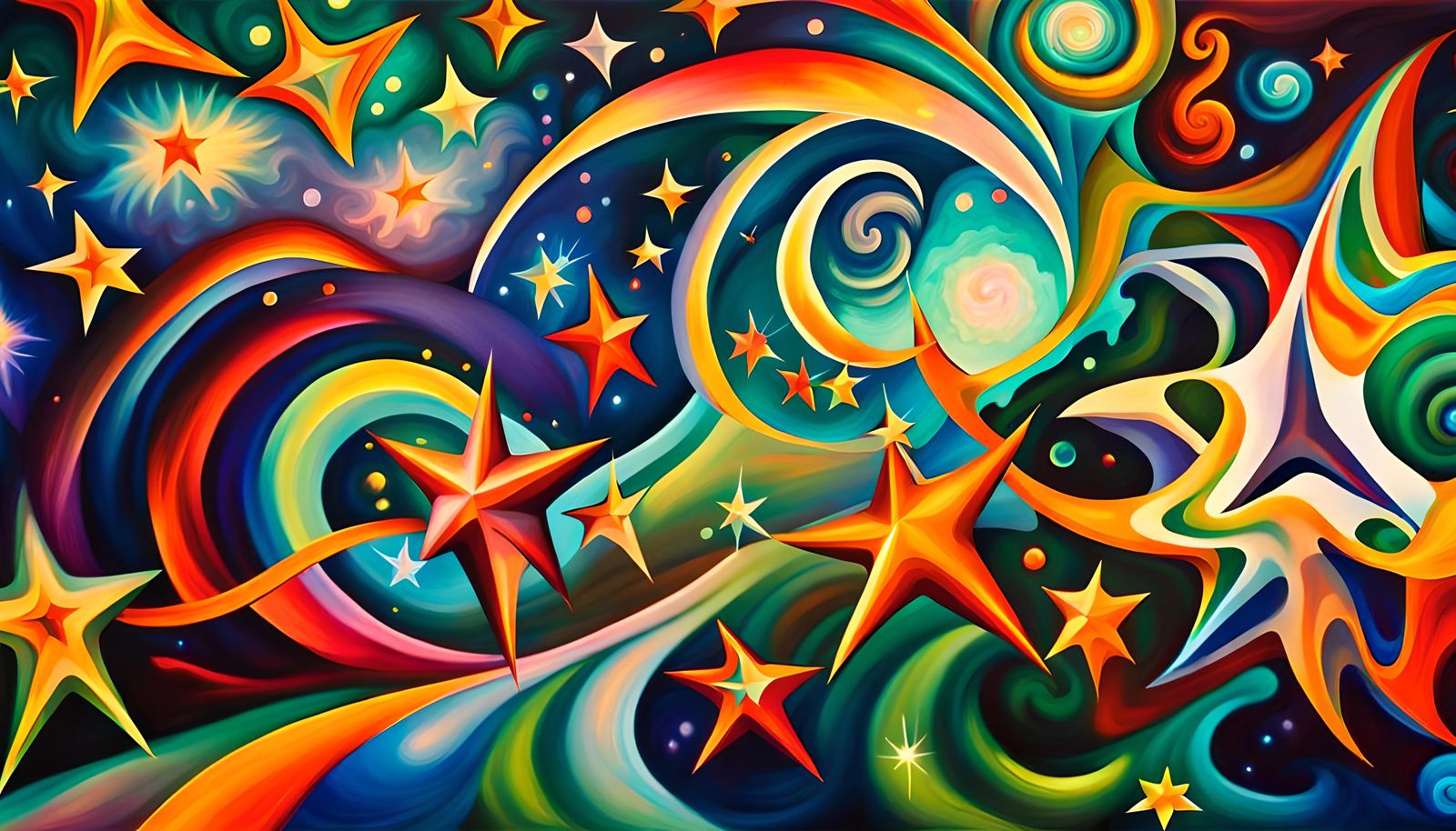 Iridescent Stars in Electromagnetic Plasma: Impasto Painting