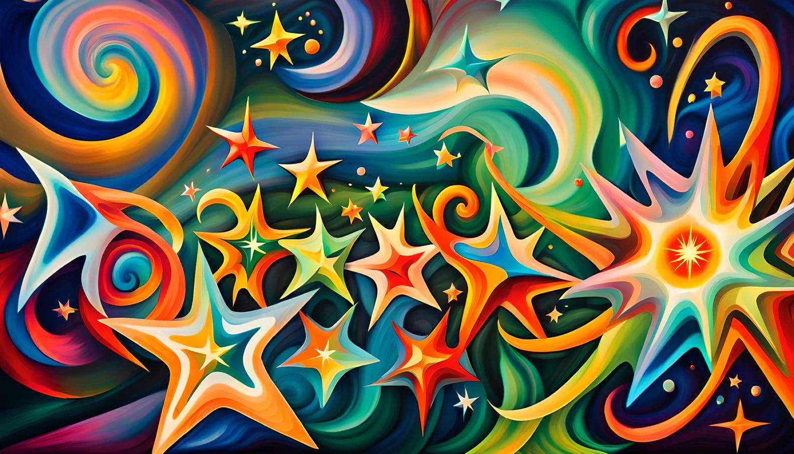 Iridescent Stars Connected in Electromagnetic Plasma Maelstr...