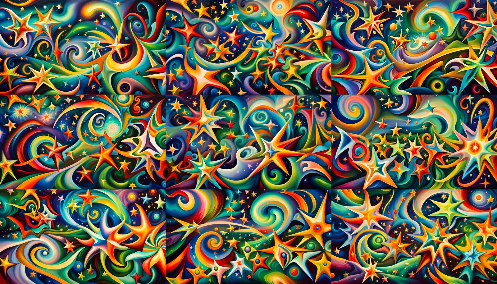 Iridescent Stars in Electromagnetic Plasma: Macro Naive Art