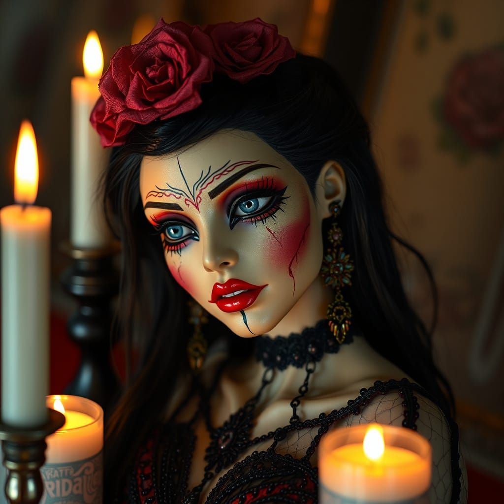 Voodoo Doll on Candlelit Altar, Tribal Beauty