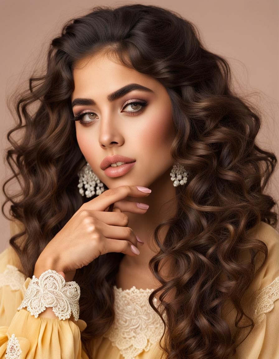Portrait of a Beautiful Woman with Wavy Hair