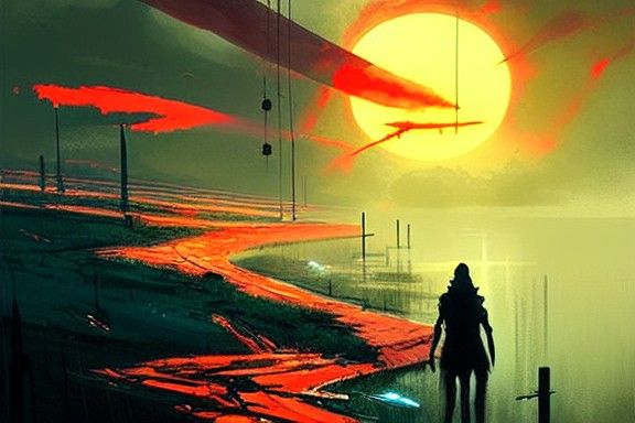 Sinister Red Night Sky Fantasy Art