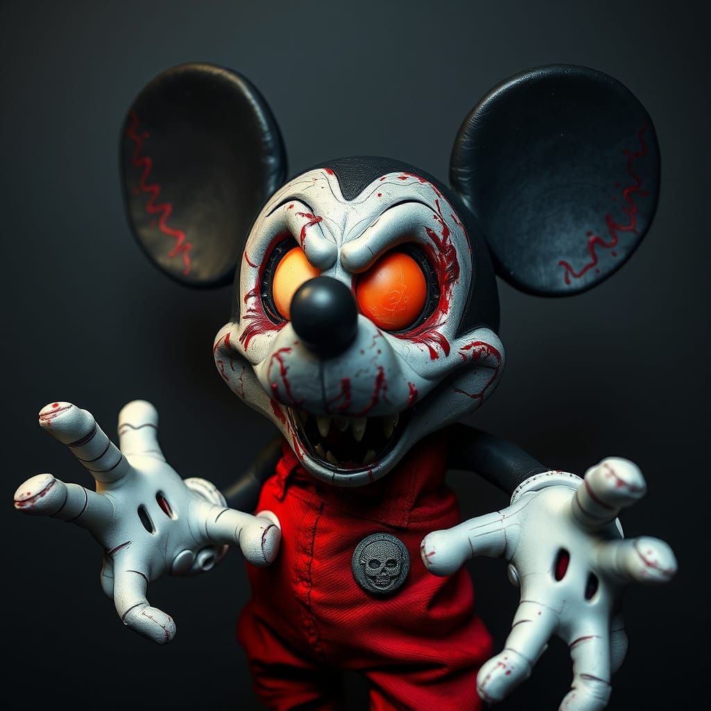 Mickey Mouse Horror Transformation in Dark, Frightful Style