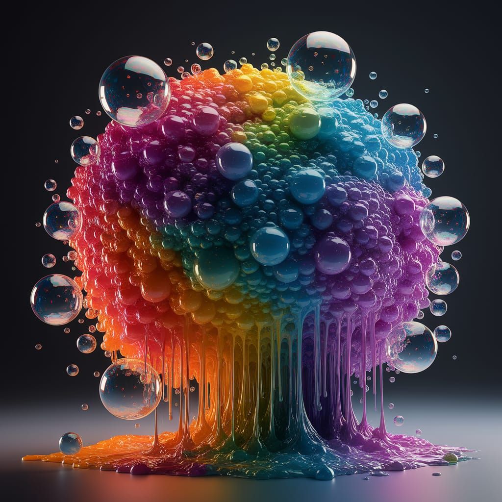 Colorful Bubbles in Impressionist Oil Paint Style