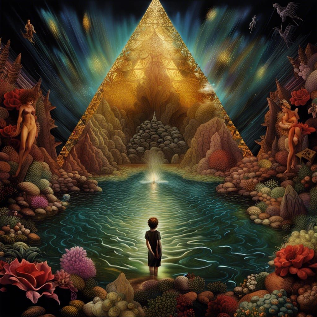 Surreal Siren Drowning Shepherd Boy: Detailed Matte Painting