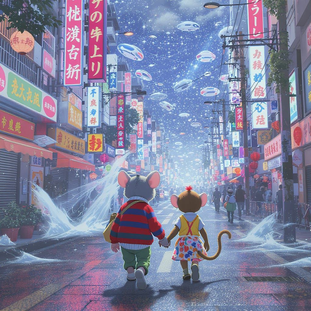 Rat and Marmoset Friends Explore Vibrant Tokyo Streets