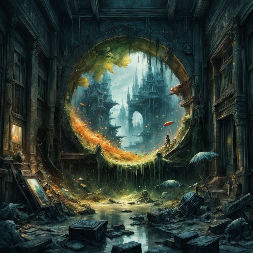 Majestic Watercolor Painting with Cubist Colors