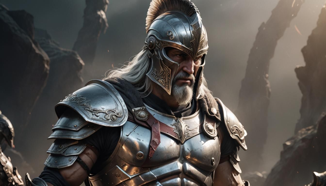 Ares, God of War, in Ancient Spartan Armor