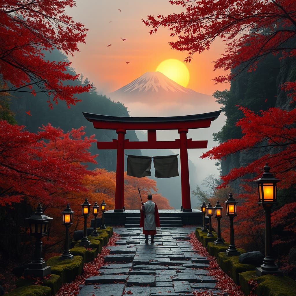 Autumn Temple in Traditional Japanese Style
