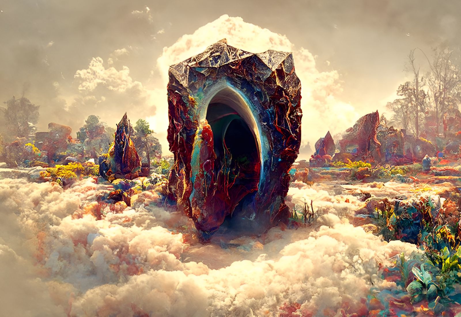 Magic Geode Portal to Alien World: 3D Render