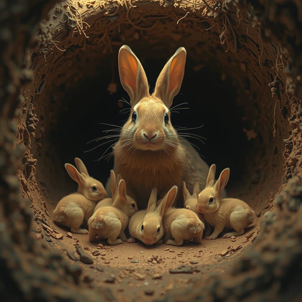 RABBIT AND BROOD