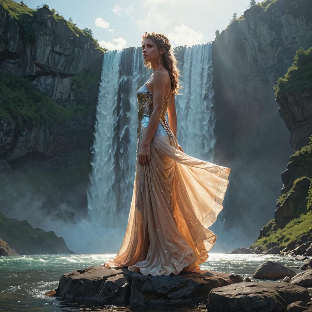 Water Goddess Sulis Portrait in Art Nouveau Style