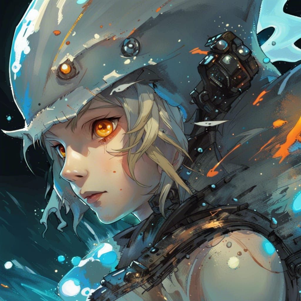 Girl in Shark Costume, Detailed Studio Photo