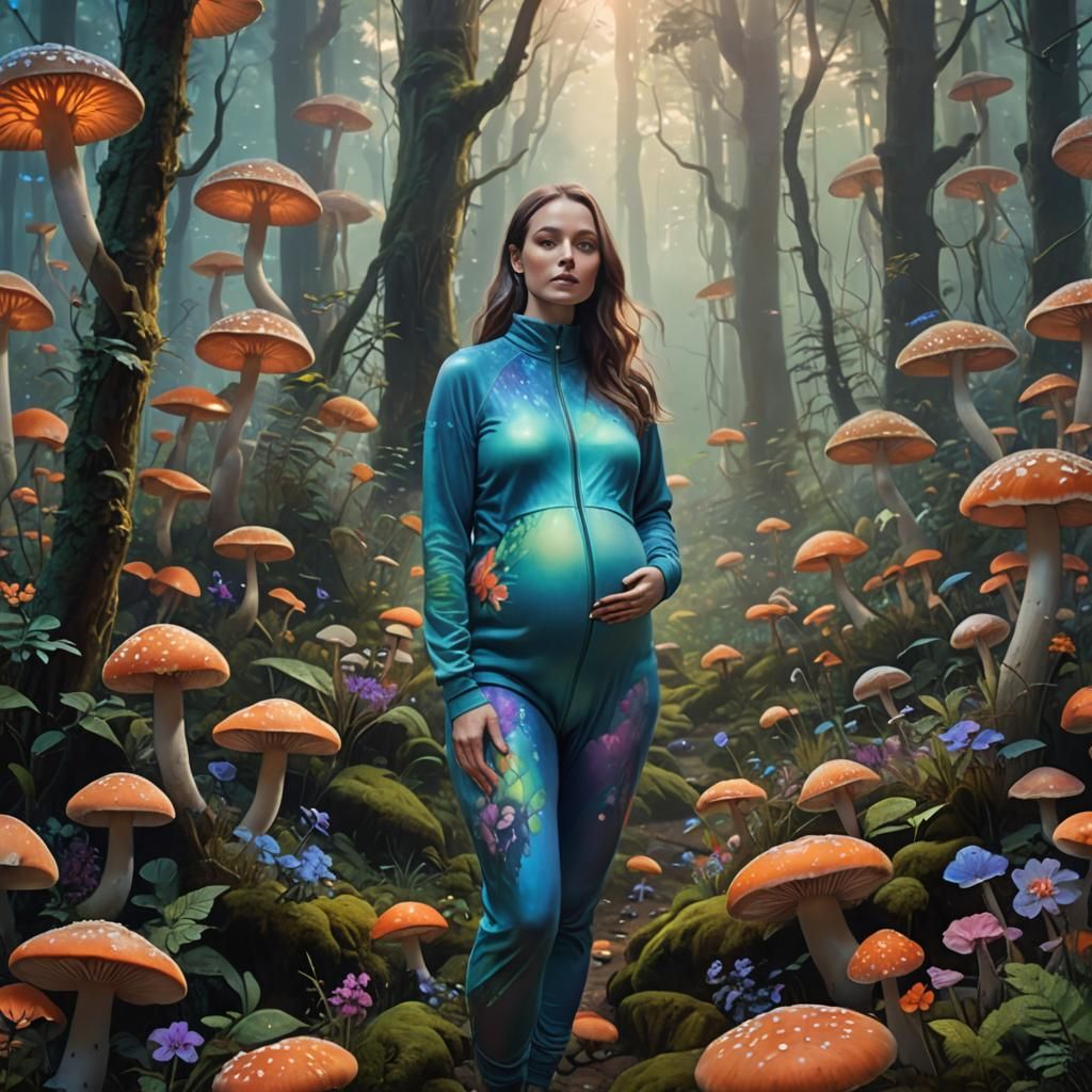 Pregnant Woman in Forest: Fantasy Concept Art