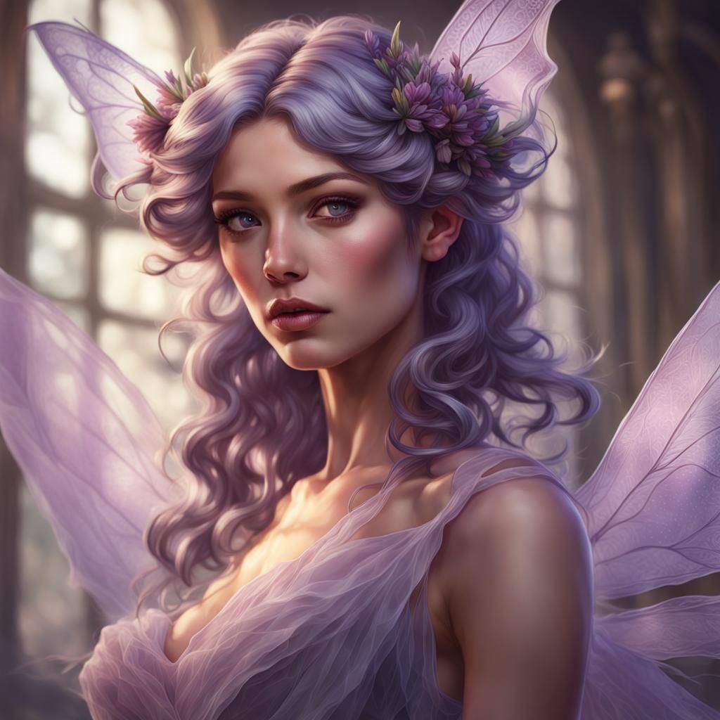 Lavender Fairy Portrait in Hyperdetailed Style