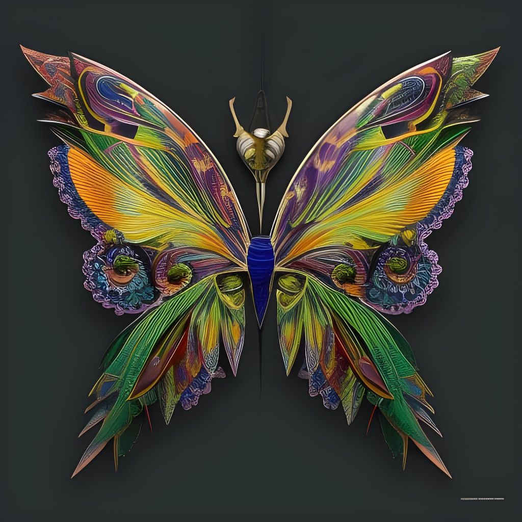 Intricate Winged Alien Creature in Cartoon Style