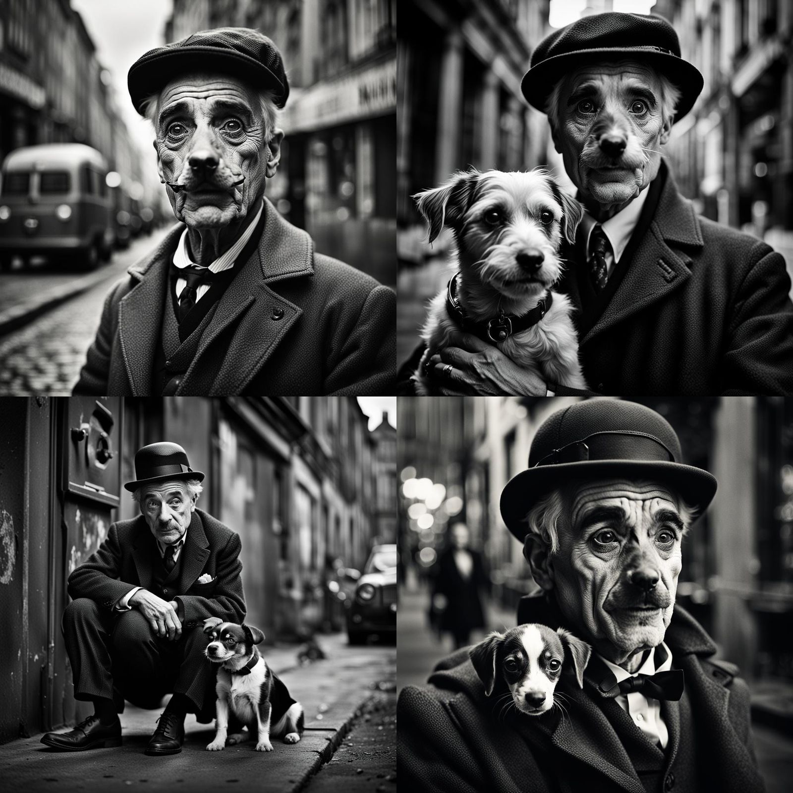 Charlie Chaplin in a Futuristic Street Portrait