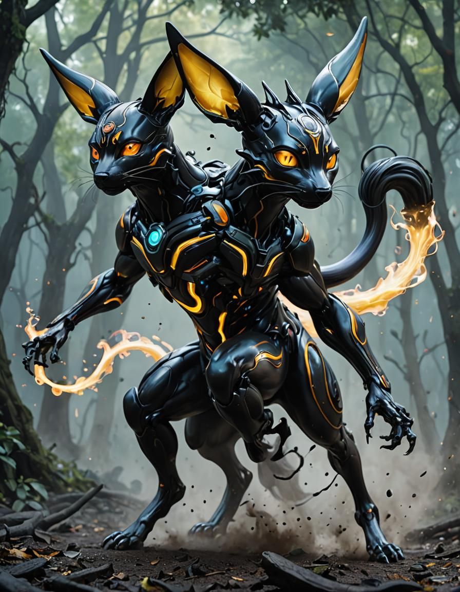 Ultron Umbreon with Magical Mist: Hyperrealistic Splash Art