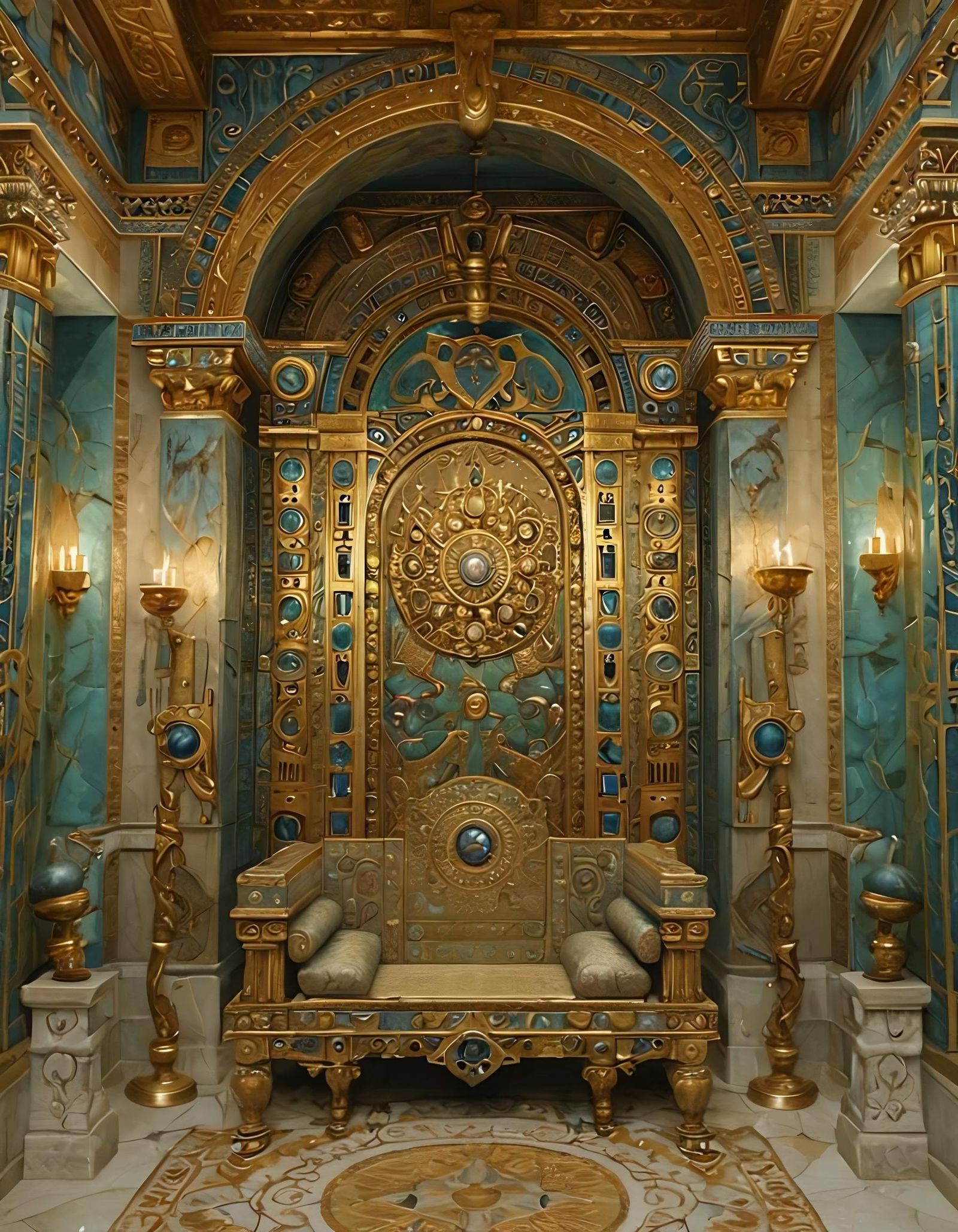 Ornate Castle Throne Room in Photorealistic Style