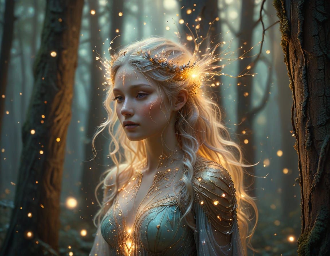 Whimsical Forest Spirit in Pastel Hues