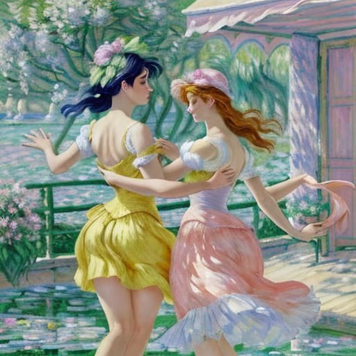 Spring Morning Dance: An Impressionistic Oil Painting