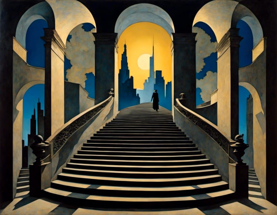 Surreal Stairway to Nowhere in Parrish Style