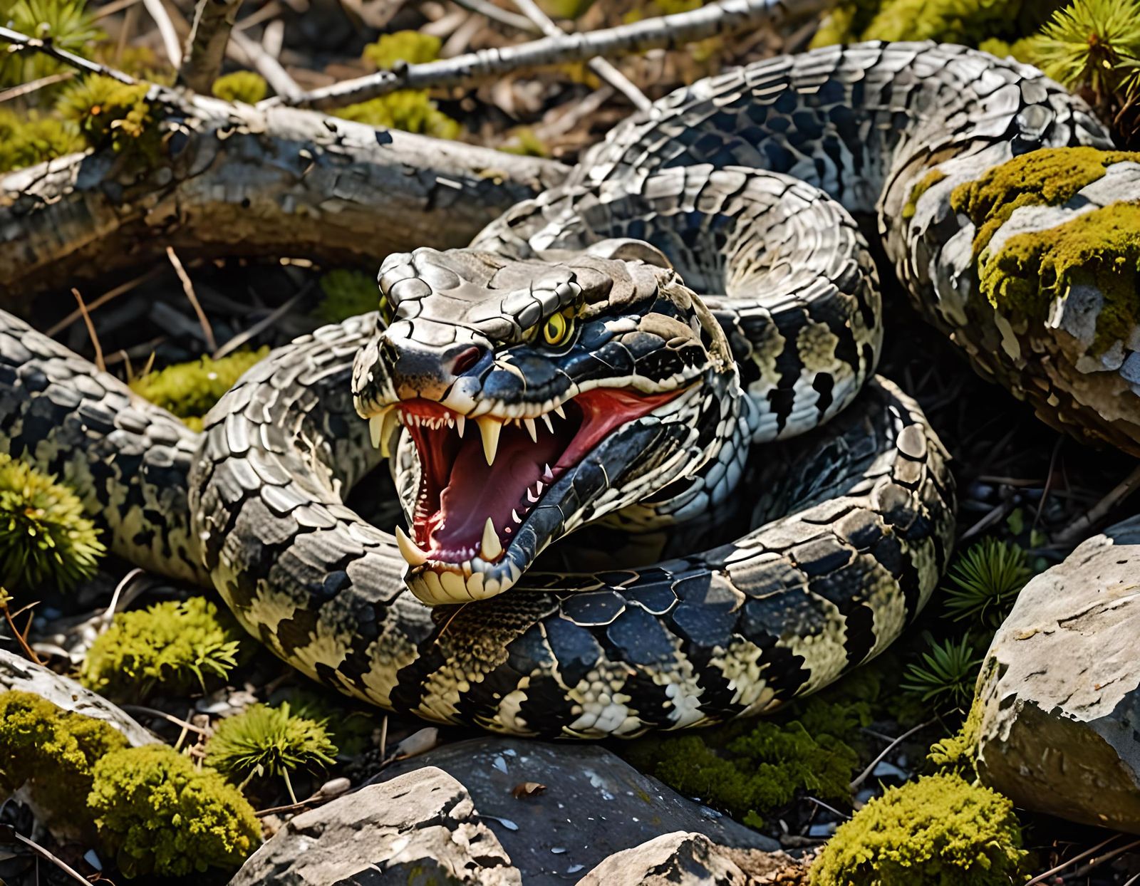 Viper Basking in Spring Sunlight: Close-Up Photography