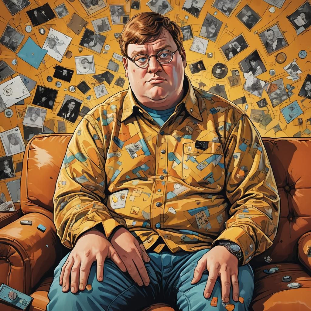 Peter Griffin Portrait in Surreal Pop Art Style