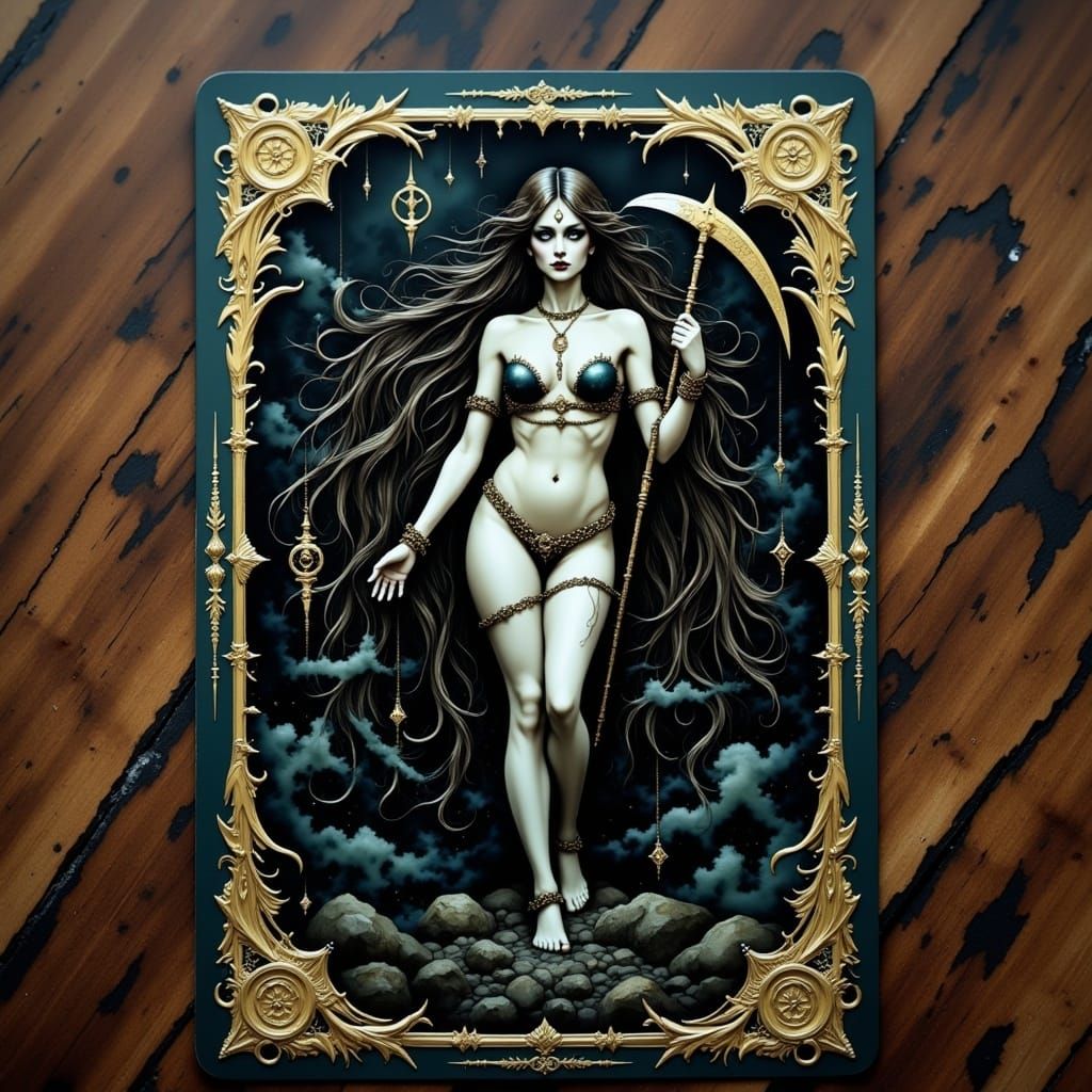 Ornate Death Tarot Card in Gothic Style
