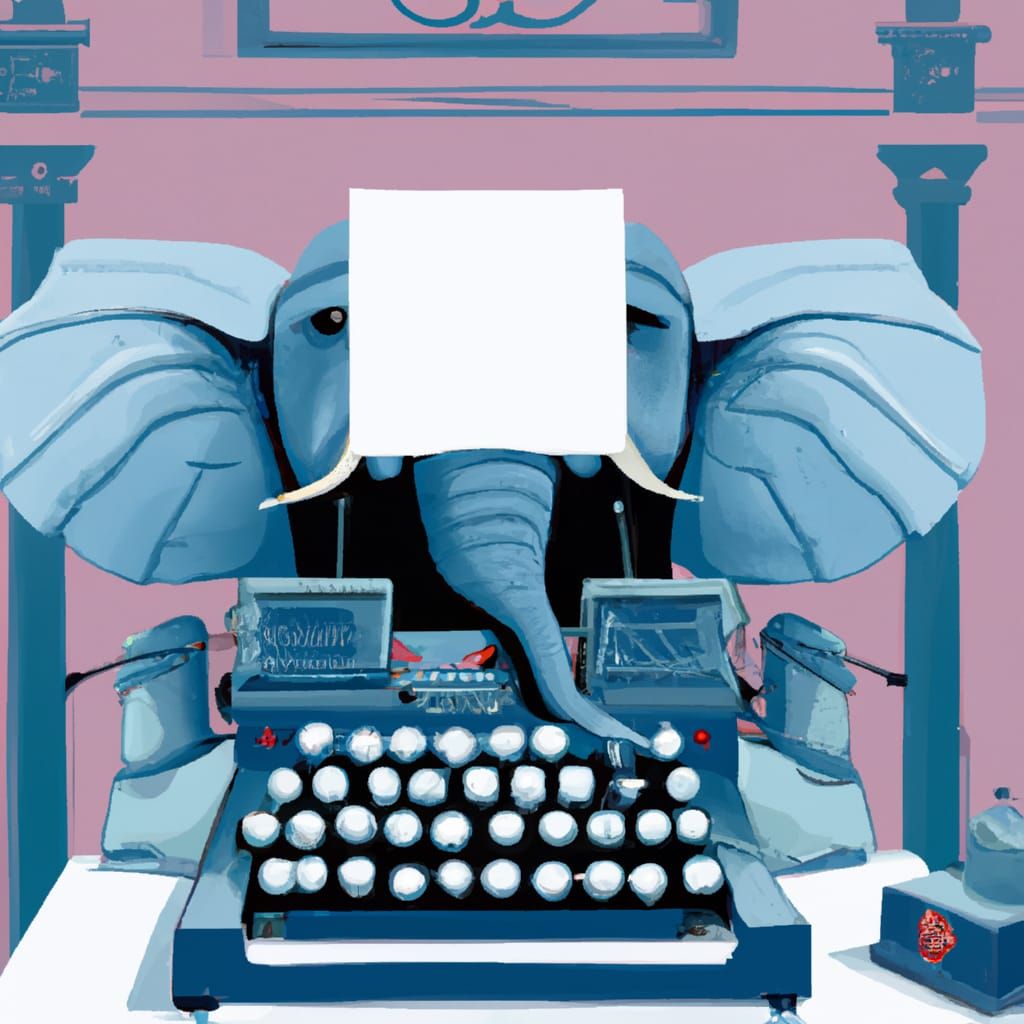Elephant Typist in Edwardian Room: Pop Art Style
