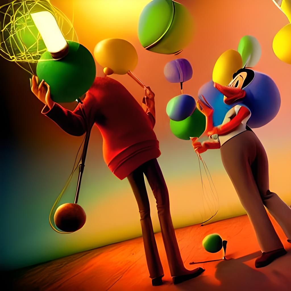 Surreal Folk Singers in Abstract Hyperdetailed Painting