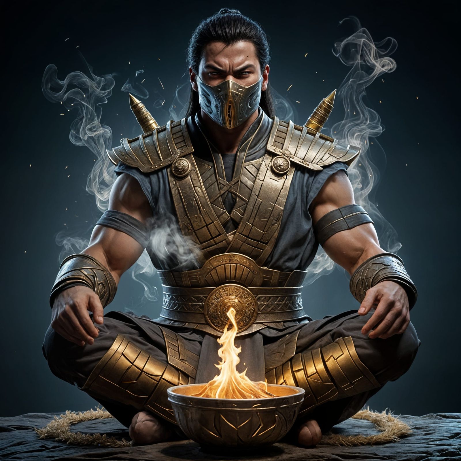 Mortal Kombat Warrior Meditating in Serene Power