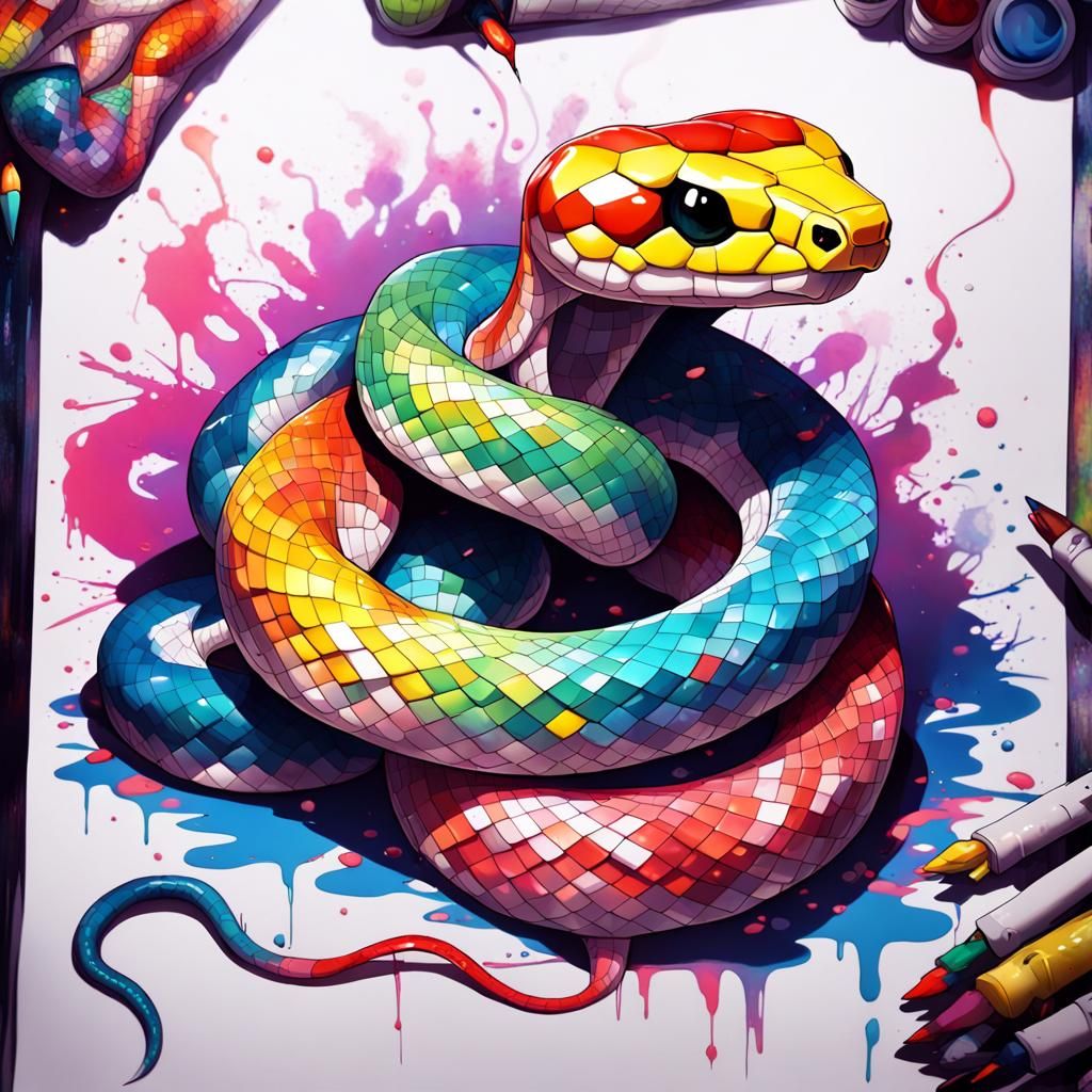 Crystal Snake in Graffiti Anime Style